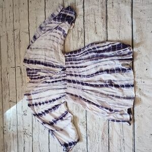 BiBi Blue White Tie Dye Cotton Tunic Dress Swim Cover S